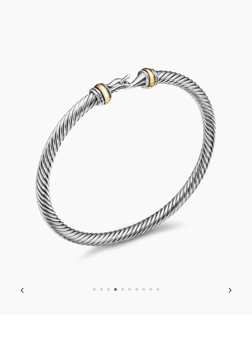 David Yurman Silver Cable Bracelet with Gold Accents